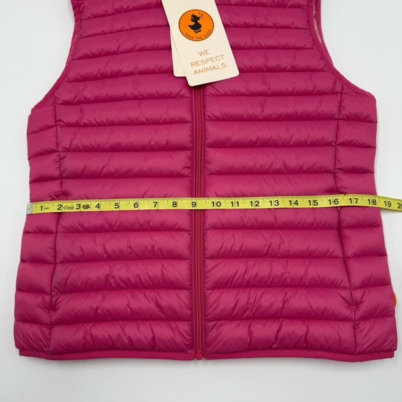 NWT SAVE THE DUCK Dia Giga 18 Fuchsia Lightweight Puffer Vest with Hood 2/M - Picture 15 of 16